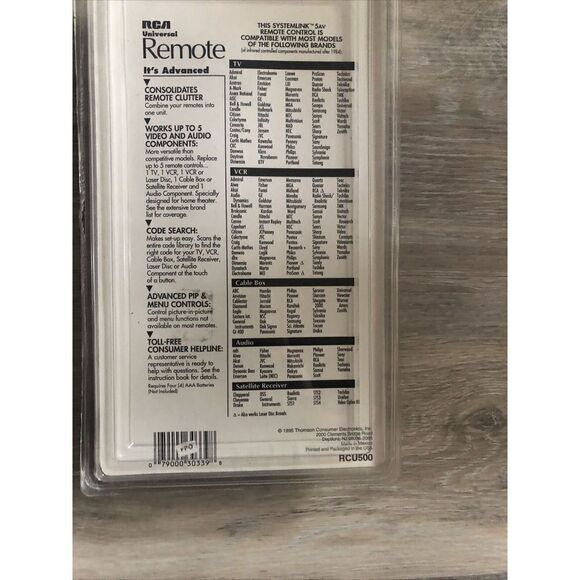 NEW RCA SYSTEMLINK 5 AV RCU500 TV VCR CABLE UNIVERSAL REMOTE CONTROL - Picture 8 of 8
